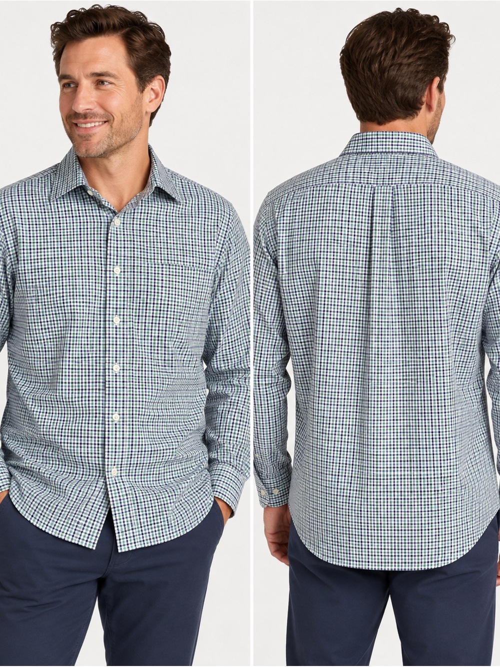 Kirkland Signature Men’s Traditional Fit Non-Iron Check Dress Shirt 17.5 34/35